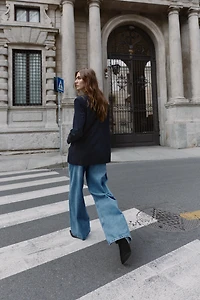 OVERSIZED DOUBLE BREASTED PINSTRIPE BLAZER