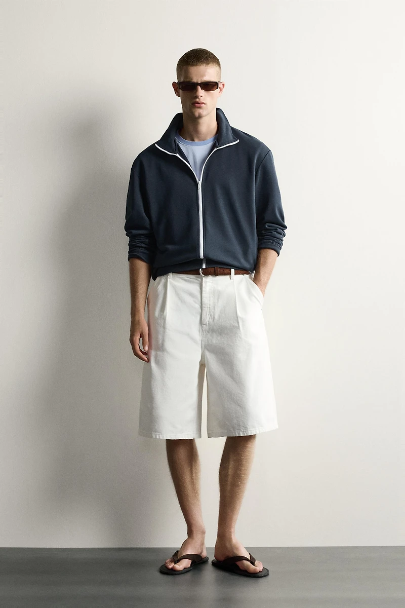 RELAXED FIT CONTRAST ZIP SWEATSHIRT