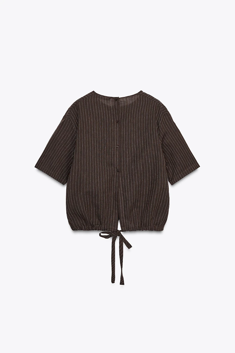 ZW COLLECTION STRIPED LINEN BLEND TOP