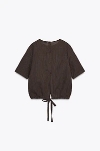 ZW COLLECTION STRIPED LINEN BLEND TOP