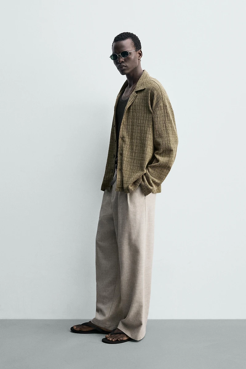 WRINKLE EFFECT STRUCTURED SHIRT