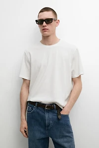 Linen and cotton double-collar T-shirt