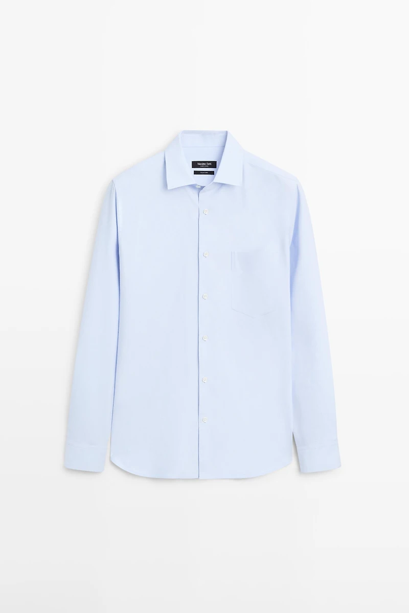 Slim fit cotton blend shirt