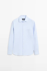 Slim fit cotton blend shirt