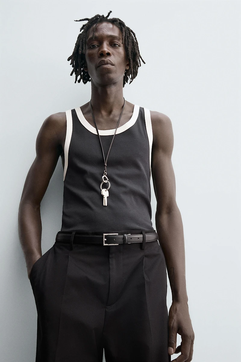 CONTRAST RIB TANK TOP