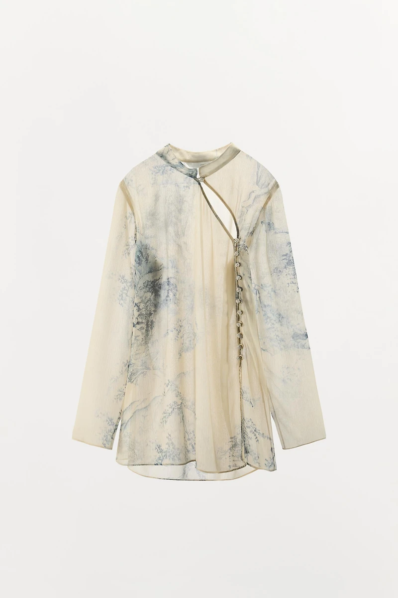 ZW COLLECTION PRINTED BUTTON-UP SHIRT