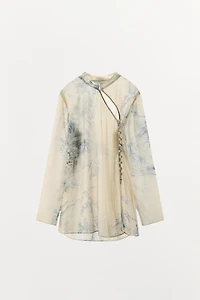 ZW COLLECTION PRINTED BUTTON-UP SHIRT