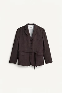 STRIPED VISCOSE - LINEN SUIT JACKET