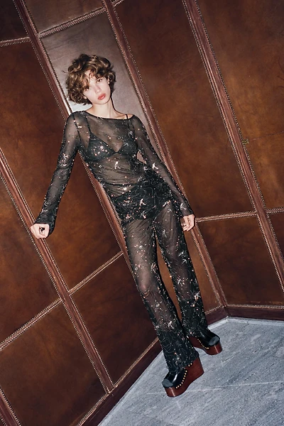 BEADED SEQUIN PANTS