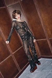 BEADED SEQUIN PANTS