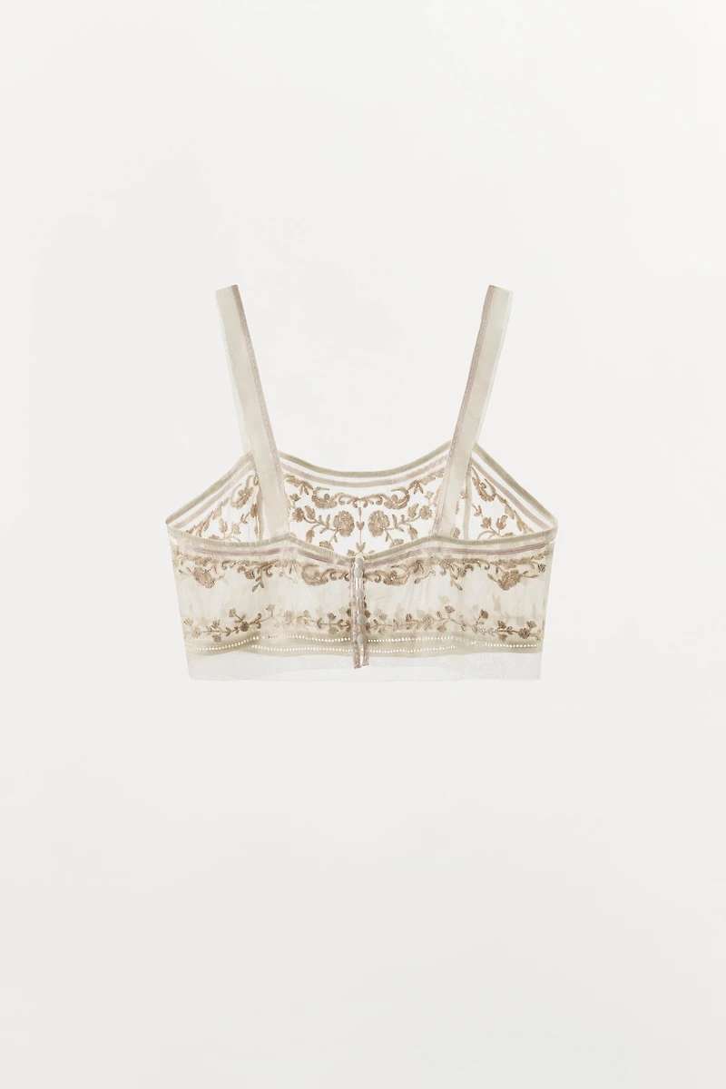 ZW COLLECTION EMBROIDERED CROPPED TOP