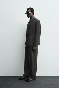 DOUBLE BREASTED WOOL BLEND SUIT JACKET