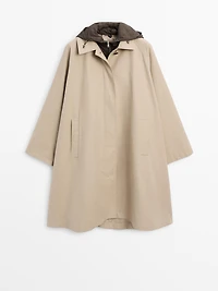 Cape trench coat with hood