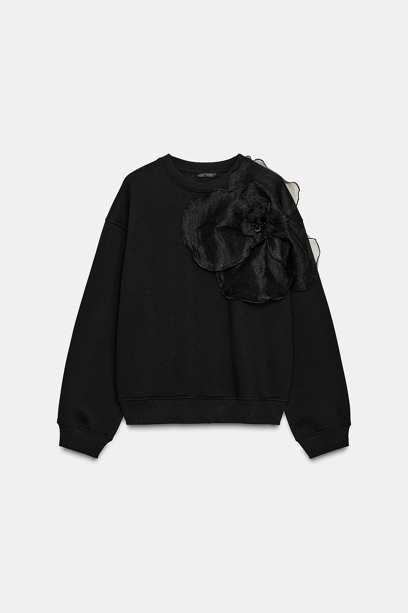 ORGANZA FLOWER SWEATSHIRT