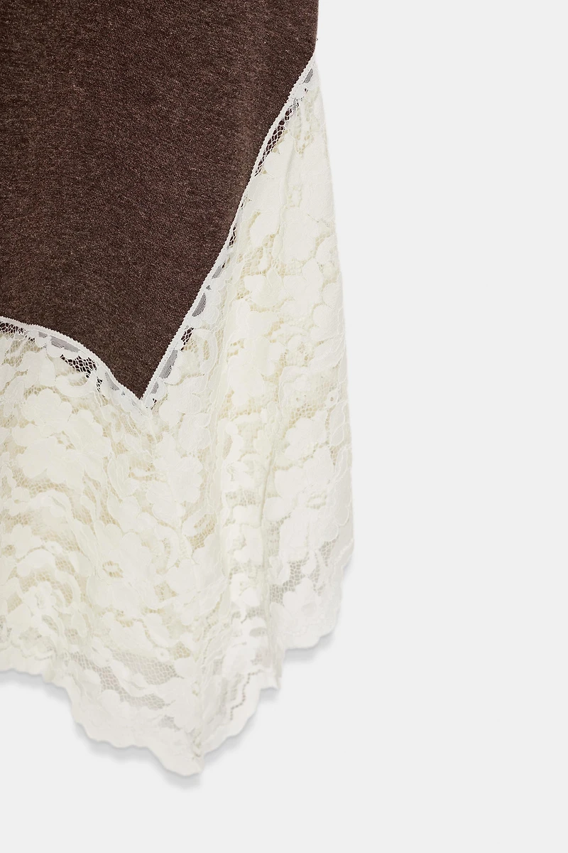 LONG COMBINATION LACE DRESS
