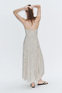 POLKA DOT VOLUME HALTER MIDI DRESS