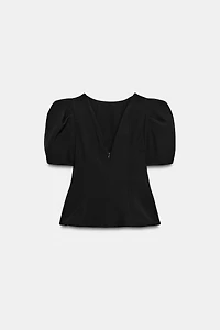 TOP MANCHES BOUFFANTES AVEC PERLES ET LACETS