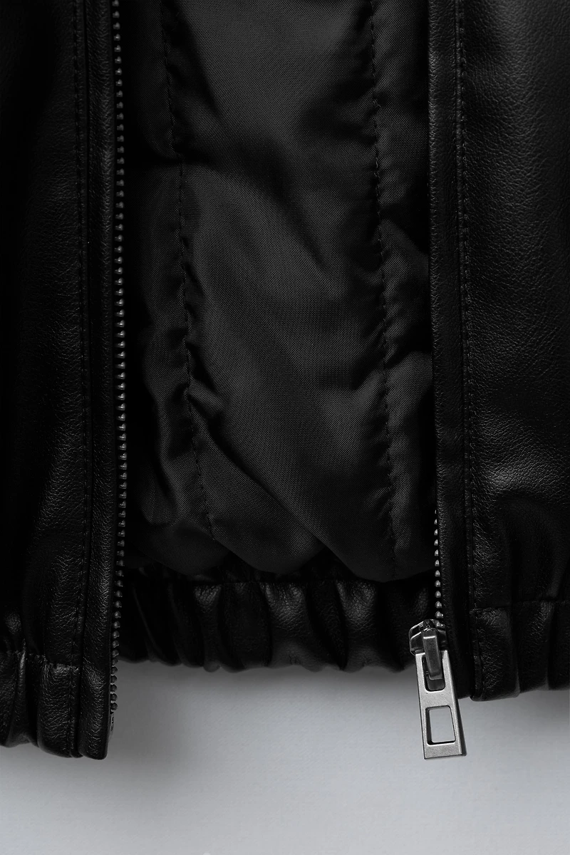 FAUX LEATHER BOMBER JACKET