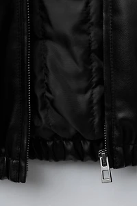 FAUX LEATHER BOMBER JACKET