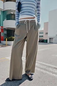 WIDE LEG PANTS WITH DOUBLE WAISTBAND