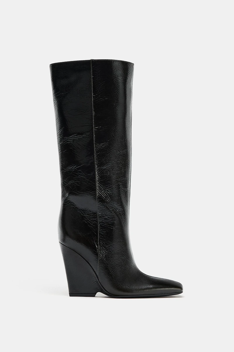 FAUX WEDGE HEEL BOOTS