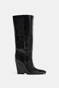 FAUX WEDGE HEEL BOOTS