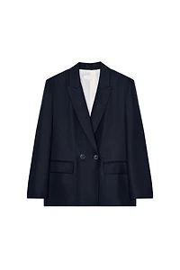 LINEN DOUBLE BREASTED BLAZER WITH ROLLED-UP SLEEVES