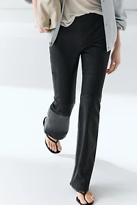 Nappa leather flare fit leggings