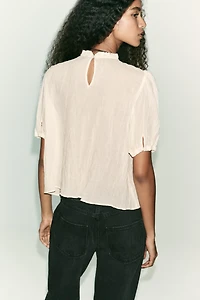 RUSTIC LACE INSERT BLOUSE