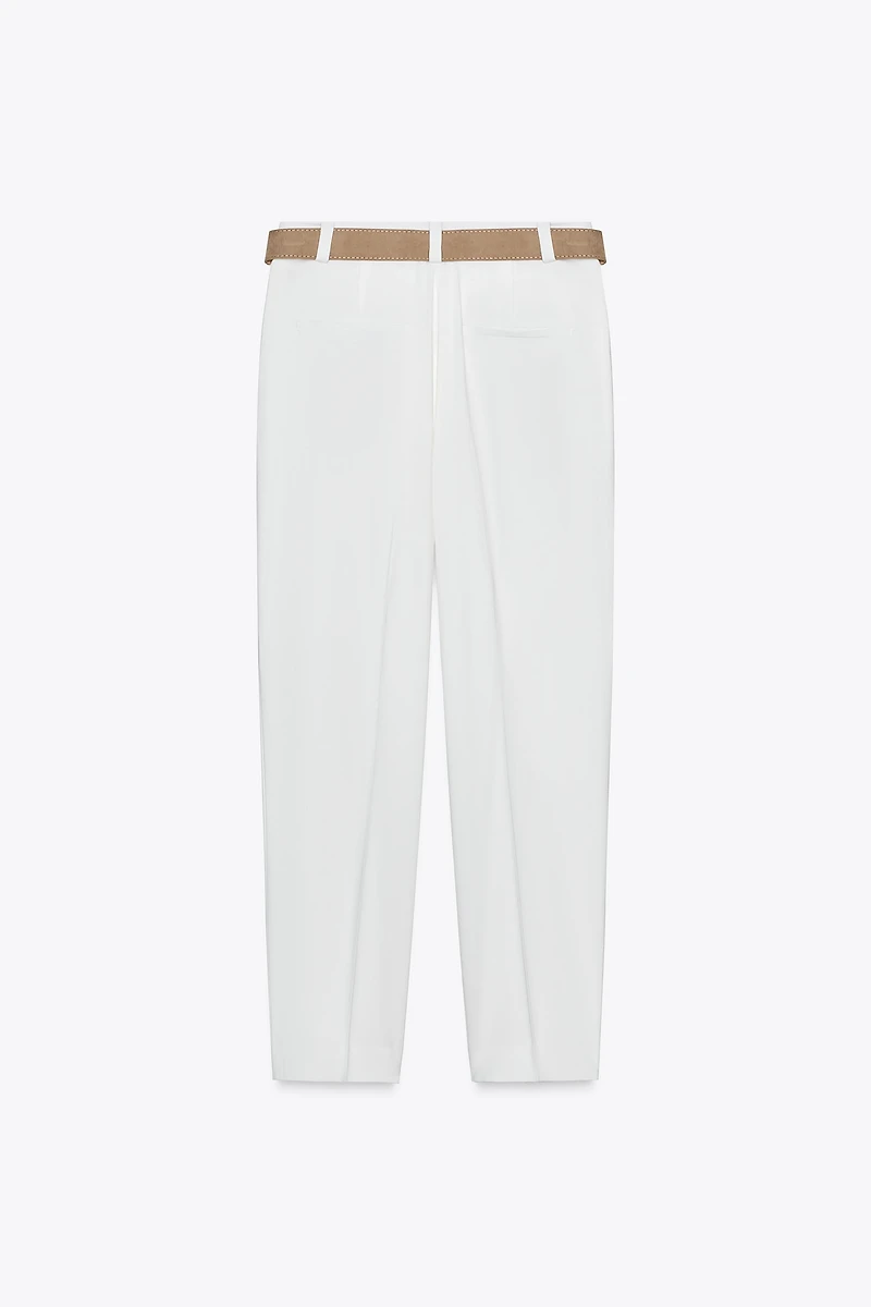 BELTED FLOWY PANTS