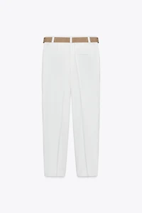 BELTED FLOWY PANTS