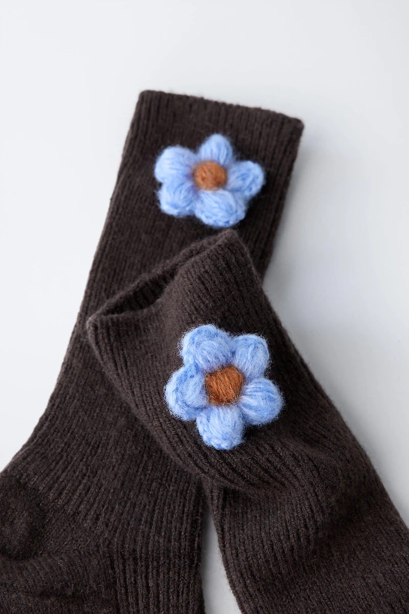 WOOL BLEND FLOWER SOCKS
