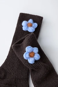 WOOL BLEND FLOWER SOCKS