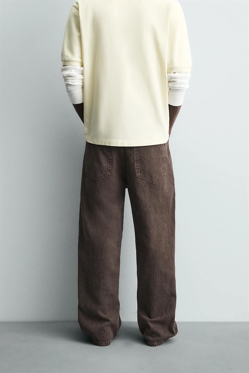 WASHED PRINT BAGGY FIT PANTS