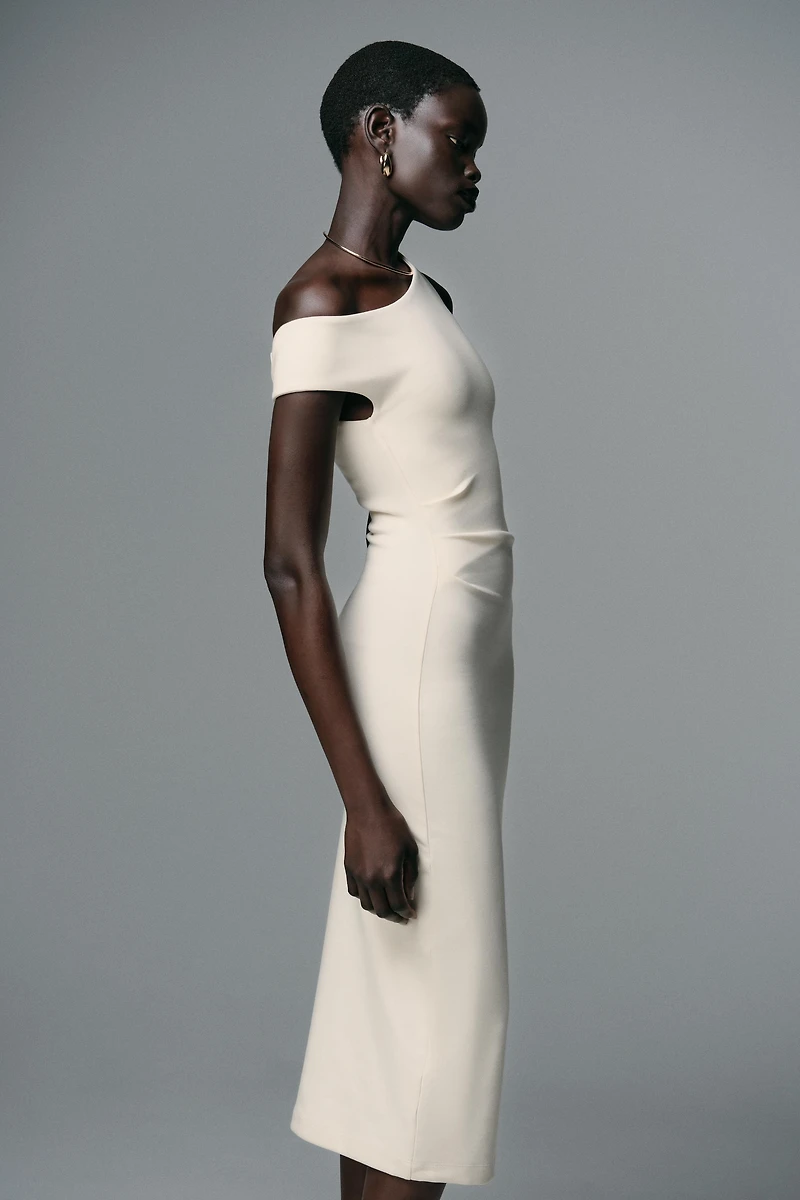 RUCHED MIDI DRESS
