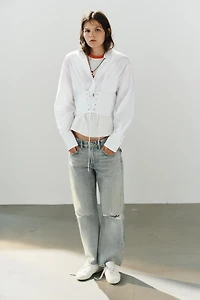 STRAPPY CORSET POPLIN SHIRT