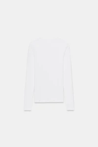 RIBBED BUTTON T-SHIRT