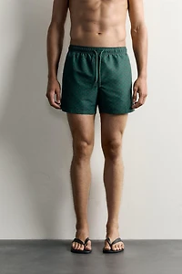 GEOMETRIC PRINT MID-LENGTH SWIM TRUNKS