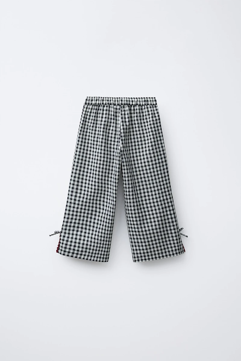 GINGHAM CULOTTES WITH WAVY TRIM