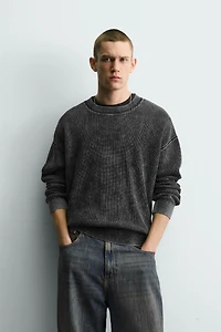 WASHED RIBBED TEXTURED JUMPER