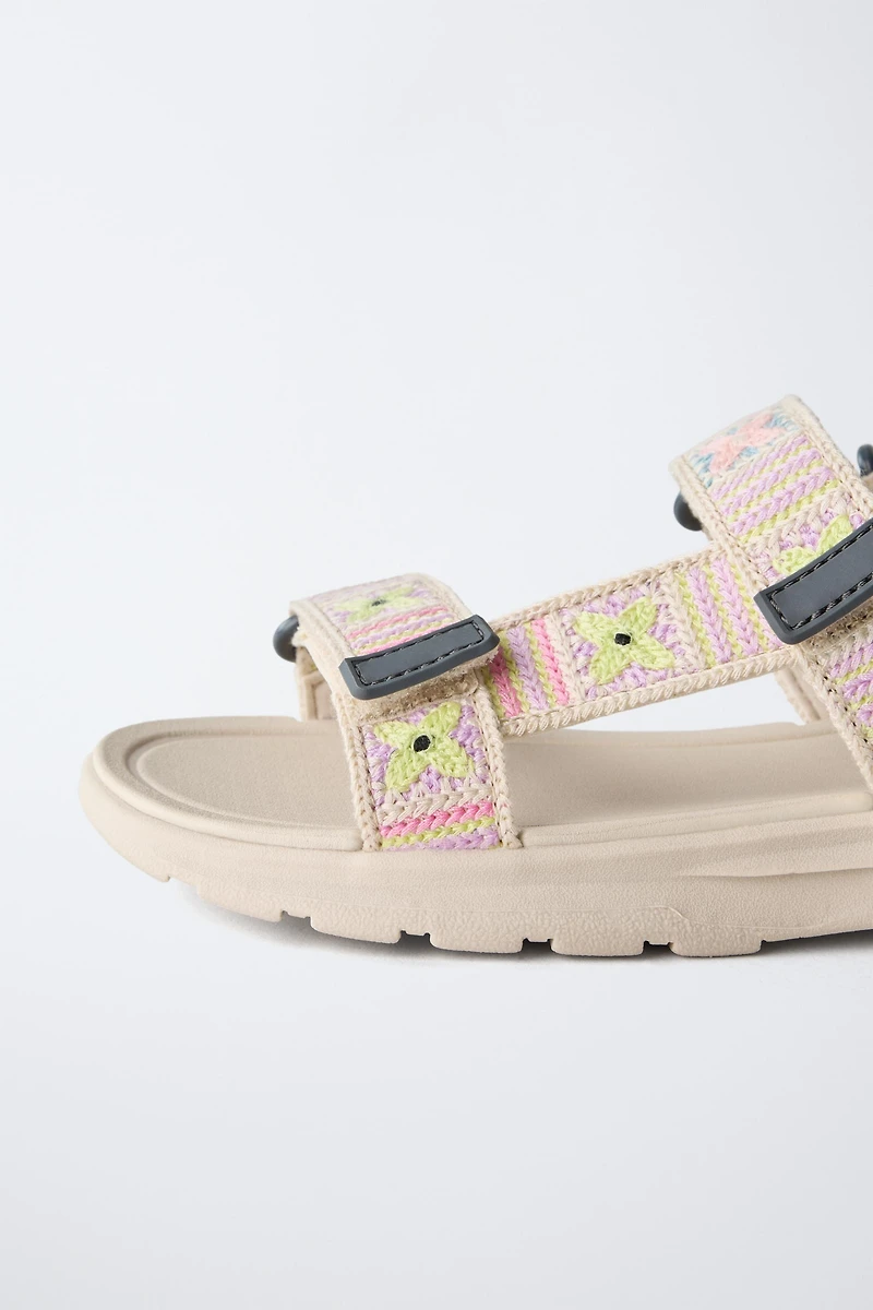 CROCHET EFFECT TECHNICAL SANDALS