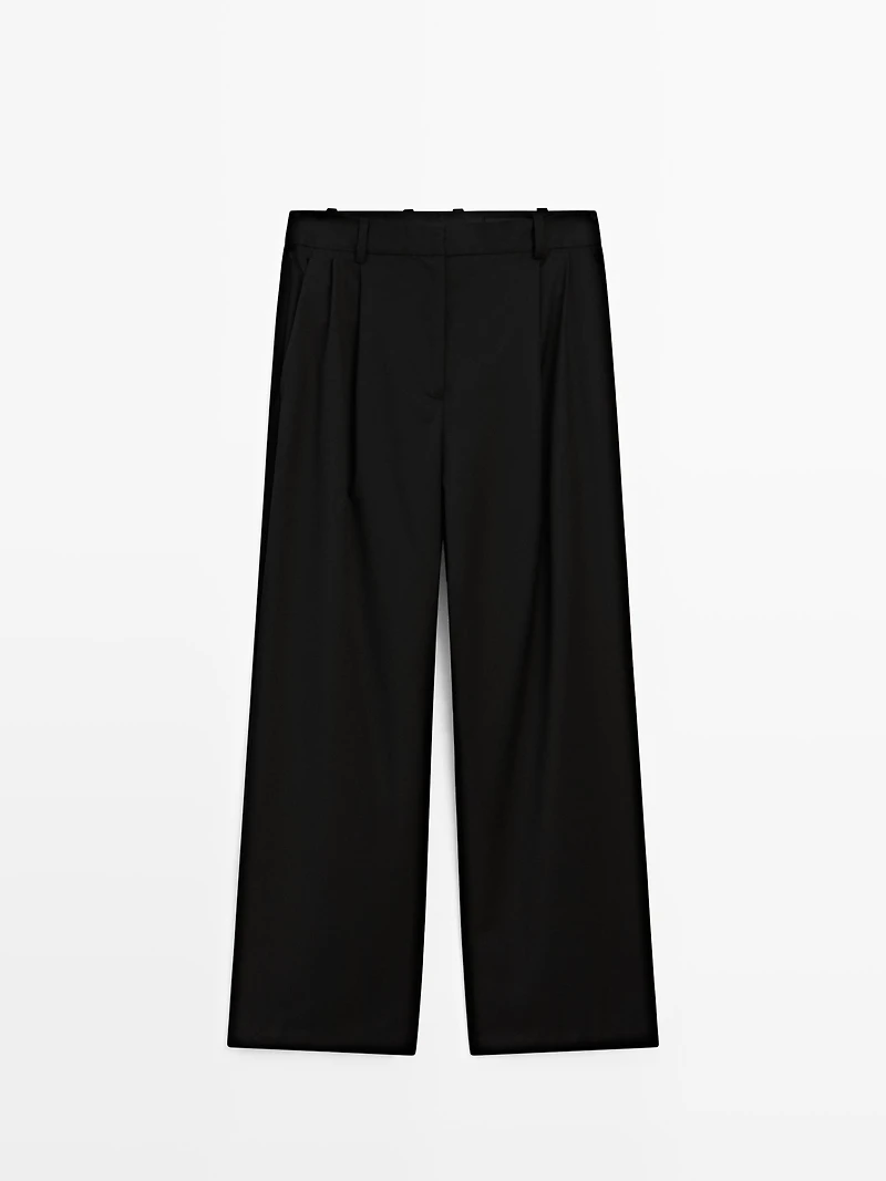 Pantalon plissé 100 % laine extra-fine