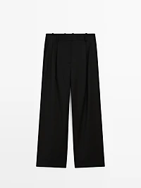 Pantalon plissé 100 % laine extra-fine