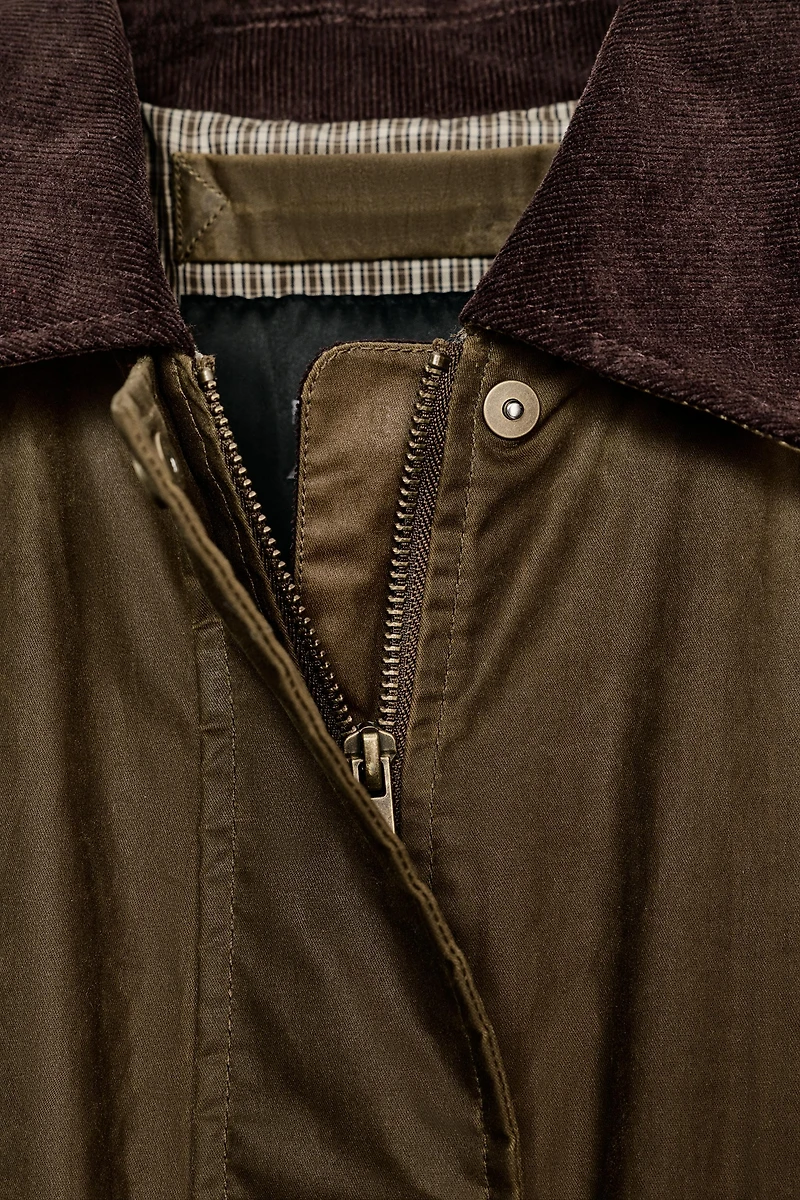 WAXED JACKET WITH CORDUROY COLLAR ZW COLLECTION