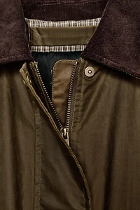 WAXED JACKET WITH CORDUROY COLLAR ZW COLLECTION
