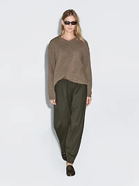 Wide-leg trousers with darts and elasticated waistband