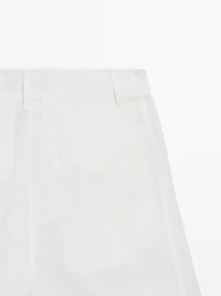 100% linen long Bermuda shorts with darts