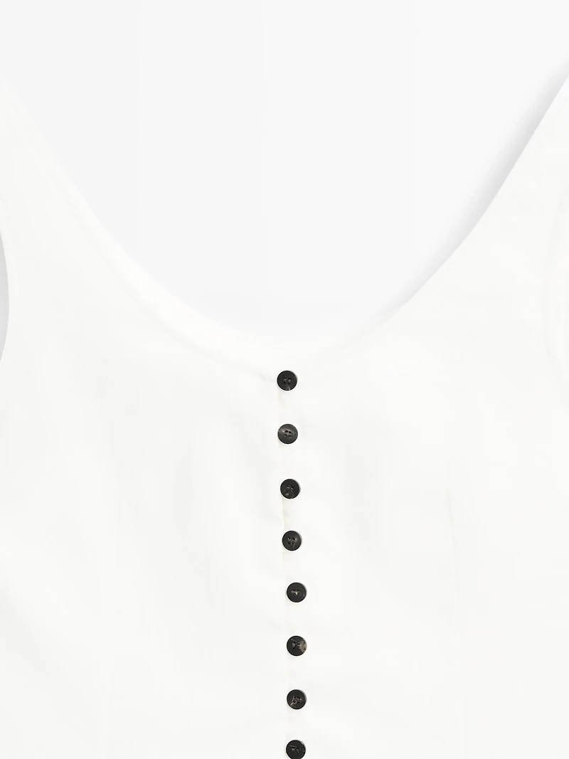 Linen blend top with buttons