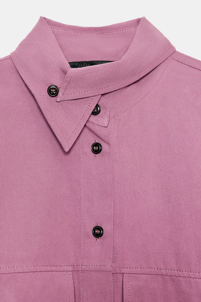 CHEMISE OVERSIZE À COL MONTANT