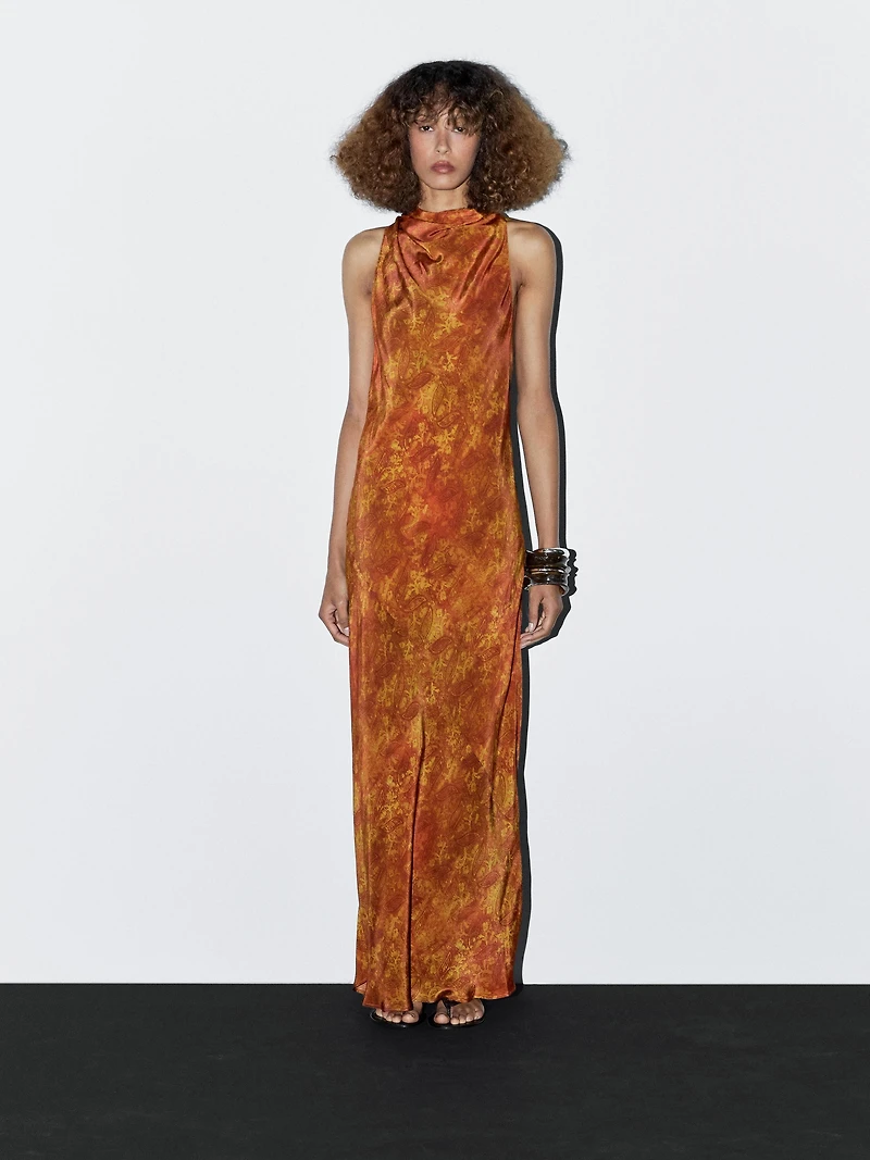 Long flowing printed dress